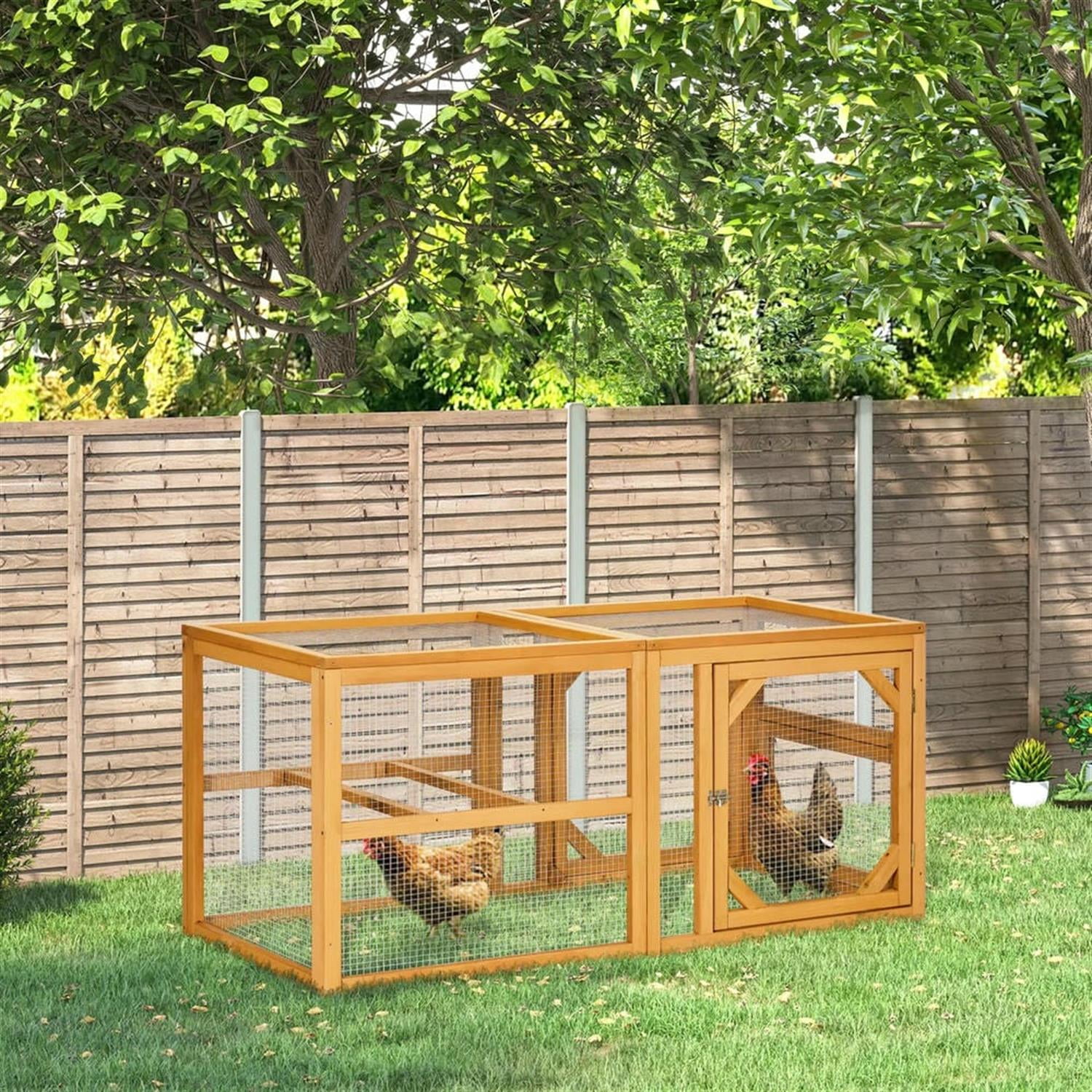 Demi Bonn 55" Outdoor Wood Run Hen House, Mini Chicken Coop Add-on Expansion Accessories, Orange
