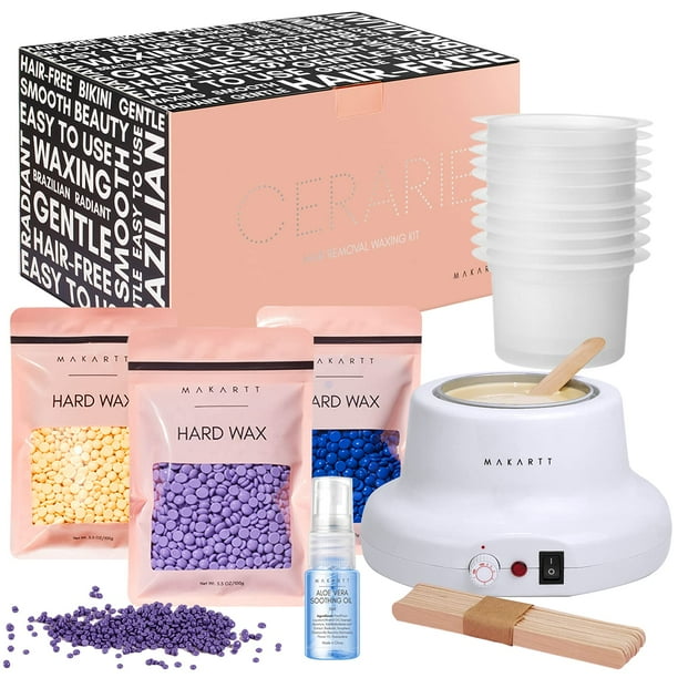 Makartt 3 Flavors Hair Removal with Wax Beads Waxing Pot Hard Wax