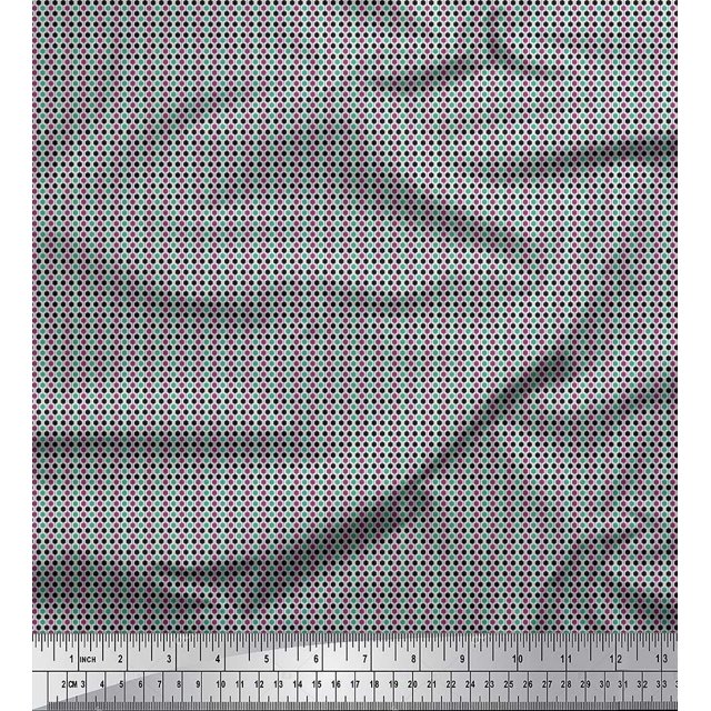 Soimoi Poly Georgette Fabric Stripe & Hexagon Shirting Print Fabric by Yard 42 Inch Wide