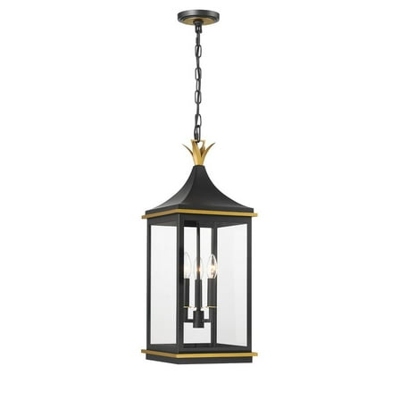 SIM-805-MK-TG Crystorama Lighting Simpson - 3 Light Outdoor Pendant-25 Inch Tall and 10 Inch Wide