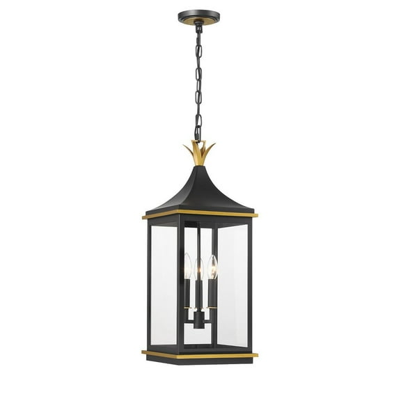 SIM-805-MK-TG Crystorama Lighting Simpson - 3 Light Outdoor Pendant-25 Inch Tall and 10 Inch Wide
