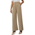 thumbnail image 3 of Wide Leg Stretchy Work Pants Women Pull on Dress Pants High Waisted Business Casual Trousers Slacks Khaki L, 3 of 9