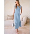 thumbnail image 3 of ANRABESS Women Summer Casual Sleeveless Maxi Dress 2026 Crewneck Loose Split Wrinkle-Free Beach Travel Vacation Long Sundress Light Blue XL, 3 of 12