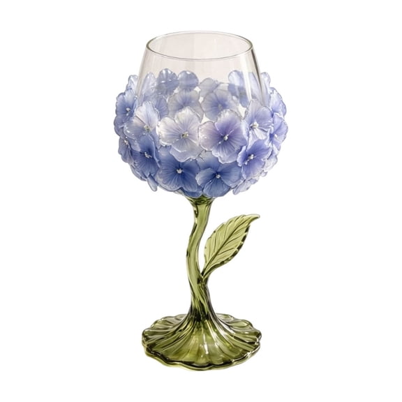 Floral Shaped Wine Glass Goblet - Decorative Stemmed Cup For Cocktail Juice And Home Party Drinkwareblue-One Size