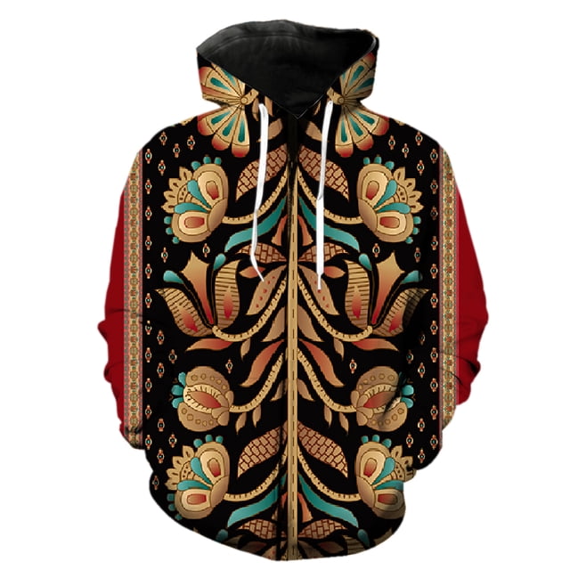 Sudadera con capucha y cremallera para hombre, estilo persa, manga larga, para adolescentes, con estampado 3D, estilo Harajuku unisex de gran tamaño