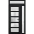 thumbnail image 3 of Front Exterior Prehung Metal-Plastic Door Frosted Glass / Manux 8002 Matte Black / Side and Top Window / Office Commercial and Residential Doors Entrance Patio Garage 52" x 94" Left-hand Inswing, 3 of 6