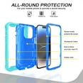 thumbnail image 2 of Dteck Case for iPhone 14 Pro 6.1-inch,Shockproof Rugged Rubber Armor 3-Layer Protection iPhone Case Hybrid Hard PC Back with Ring Holder Kickstand Cover,Green + Blue, 2 of 7