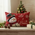 thumbnail image 6 of Sm:)e Let it Snow Snowflake Snowman Christmas Throw Pillow Cover 12 x 20 Inch, Red, Winter Holiday Decoration Cushion Case for Sofa Couch, 6 of 7