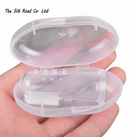 Pretty Comy Cute Baby Finger Toothbrush With Box Children Teeth Clear Massage Soft Silicone Infant Newborn Rubber Cleaning Brush Set