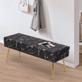 thumbnail image 4 of Magshion Rectangular Tufted Velvet Marbling Pattern Ottoman, Entryway Microfiber Shoe Stool, Bedroom End of Bed Bench, Home Footrest Footstool, Black/Gold, 4 of 8