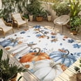 thumbnail image 2 of Outdoor Rug 4x6 ft Fall Thanksgiving Waterproof Outdoor Patio Rug Mat Non Slip Outside Area Rugs Carpet for RV,Camping,Porch,Deck,Pool,Balconybackyard,Orange Blue White Floral Pumpkins Maple Leaf, 2 of 9