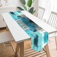thumbnail image 1 of Modern Art Table Runner Farmhouse Style Burlap Table Runner Turquoise and Gray Abstract Art Painting Teal Table Runners for Farmhouse Kitchen, Dinner, 1 of 3