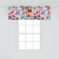thumbnail image 2 of Floral Window Valance, Colorful Blurry Design Abstract Dreamy Flowers Watercolor Ornament Art, Curtain Valance for Kitchen Bedroom with Rod Pocket, 54" X 18", Sky Blue Salmon and Pink, by Ambesonne, 2 of 2