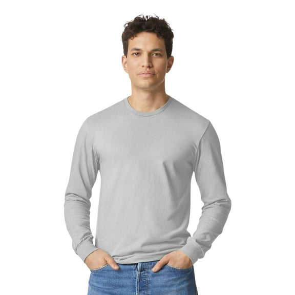 Gildan Unisex Softstyle Long Sleeve T-Shirt 60/40 Ring-Spun Cotton/Polyester Crewneck Classic Fit Casual Tee (Cement, L)