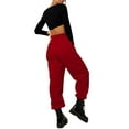 thumbnail image 3 of Innerwin Jogger Pants With Pockets Women Trousers Sports Solid Color Lounge Sweatpants Red L, 3 of 4
