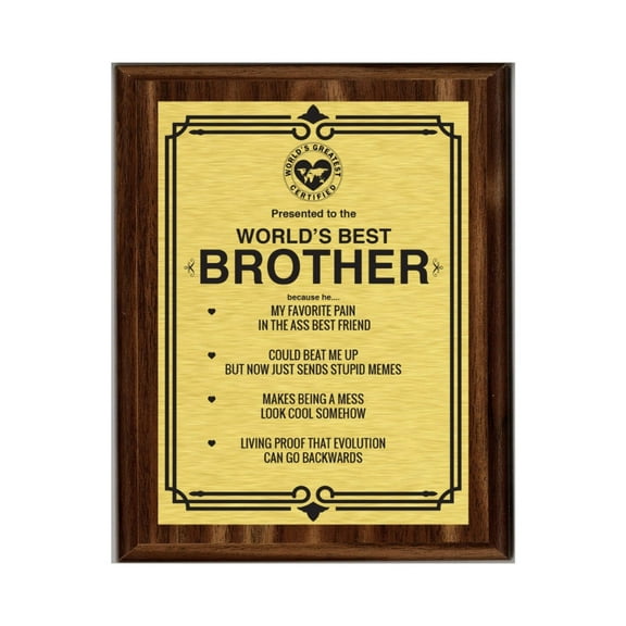 LEMONSODA Engraving Worlds Greatest Plaques (Best Brother in The World, Gold)