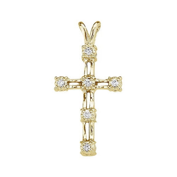 14K Yellow Gold Diamond Cross Pendant