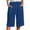 Blue, variant on Seductiva Women's Wide Leg Pants Women's Solid Color Cotton Linen Pants with Pockets Drawstring Loose Casual Five Quarter Pants Beach Pants Loose Fit 1PC