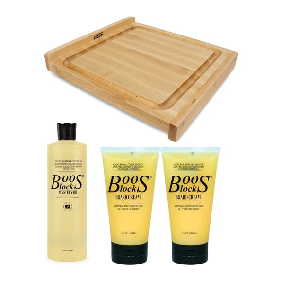 Tabla de cortar John Boos KNEB17 de madera de arce con ranura para salsa