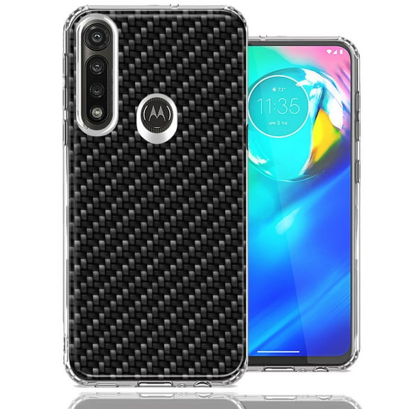 MUNDAZE For Motorola Moto G Power Carbon Fiber Look Double Layer Phone Case Cover