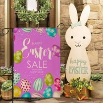 Clearance Under $5!Yyuenw Easter Garden Flag,Easter Flags 12.5 x 18 Inch Double Sided Easter House Flags Welcome Spring Outdoor Easter Bunny Burlap Yard Flags