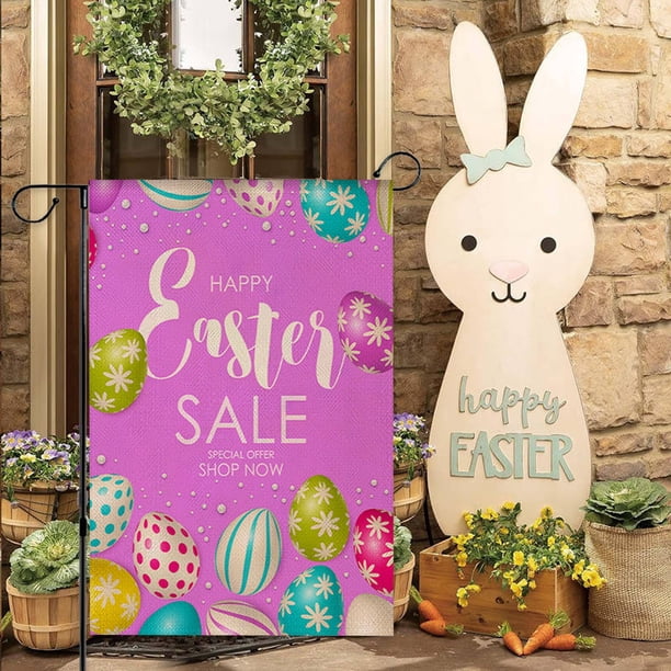 Decoraciones de Pascua, adornos de Pascua, regalos de Pascua, decoración de ambientes para el día de Pascua, jardines, banderas, dibujos animados, huevos, conejito, patio, disfraces, banderas de lino