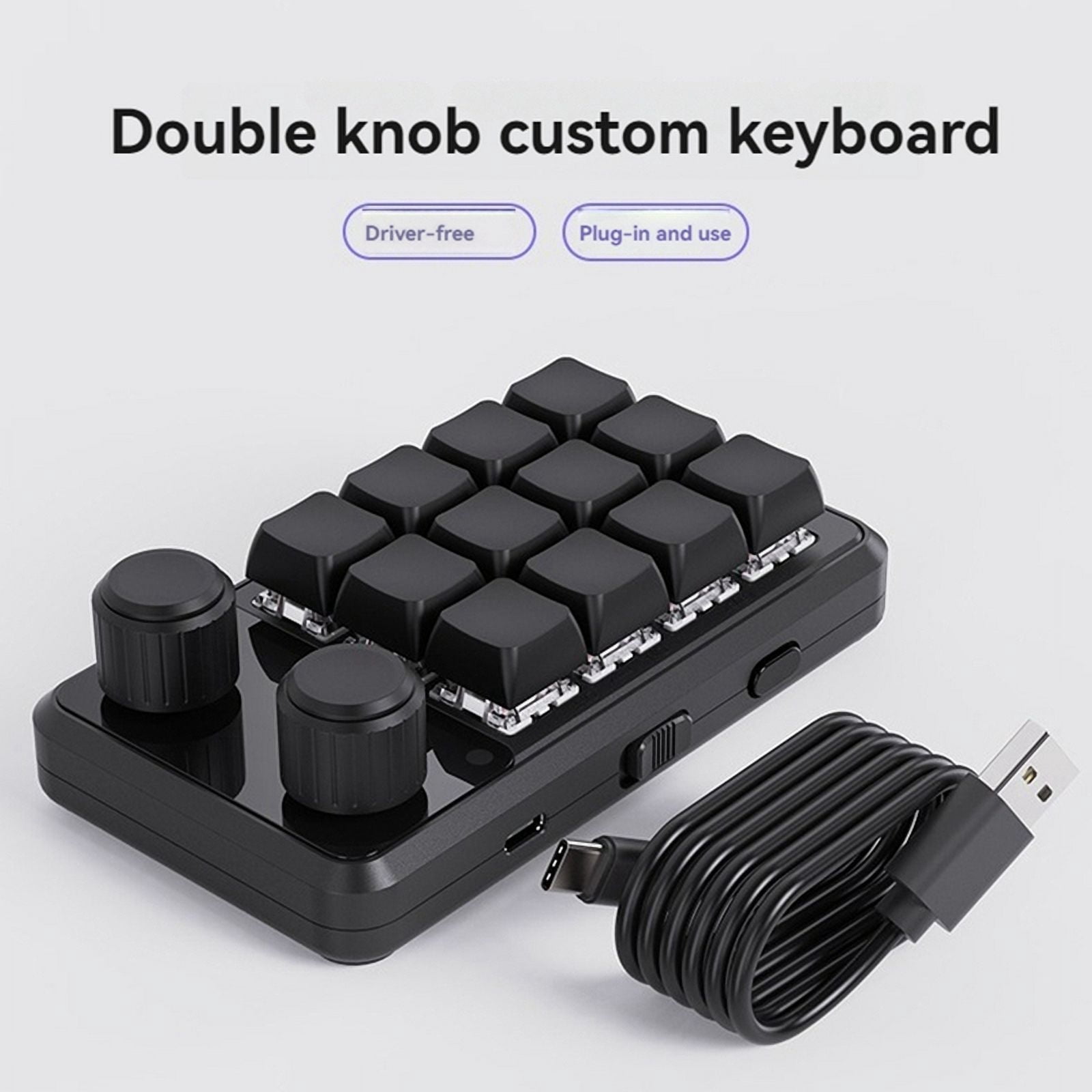 Programming Macro Custom Wired Keyboard RGB 12 Key Copy Paste Button Mini Gaming Keypad Hotswap Macropad White