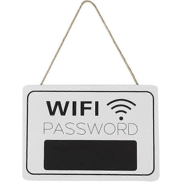 WiFi Password Display Chalkboard Retro Wooden Wall Hanging Signage Blackboard Coffee Shop Bookstore Decor(19.8x13.8x0.6cm/7.8x5.4x0.2in,White/Gray)(wh