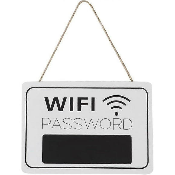 WiFi Password Display Chalkboard Retro Wooden Wall Hanging Signage Blackboard Coffee Shop Bookstore Decor(19.8x13.8x0.6cm/7.8x5.4x0.2in,White/Gray)(wh