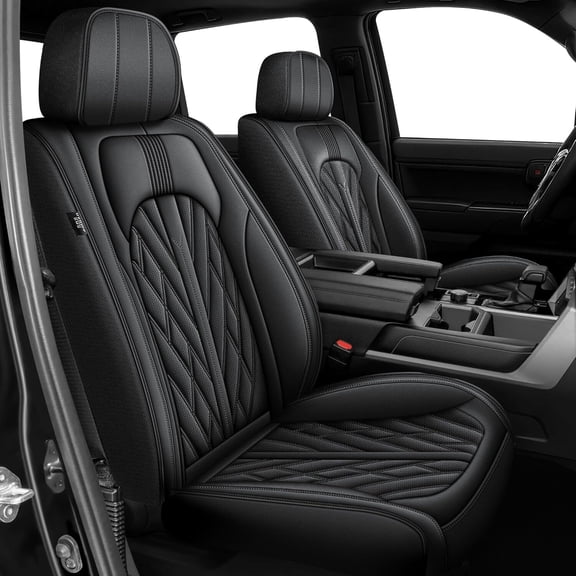 LAONNVIR Car Seat Covers Full Set Fit for Dodge RAM 2002-2025 1500 2500 3500 Leather Waterproof 5-Seats Truck Pickup Crew Quad Cab with Flat Bench