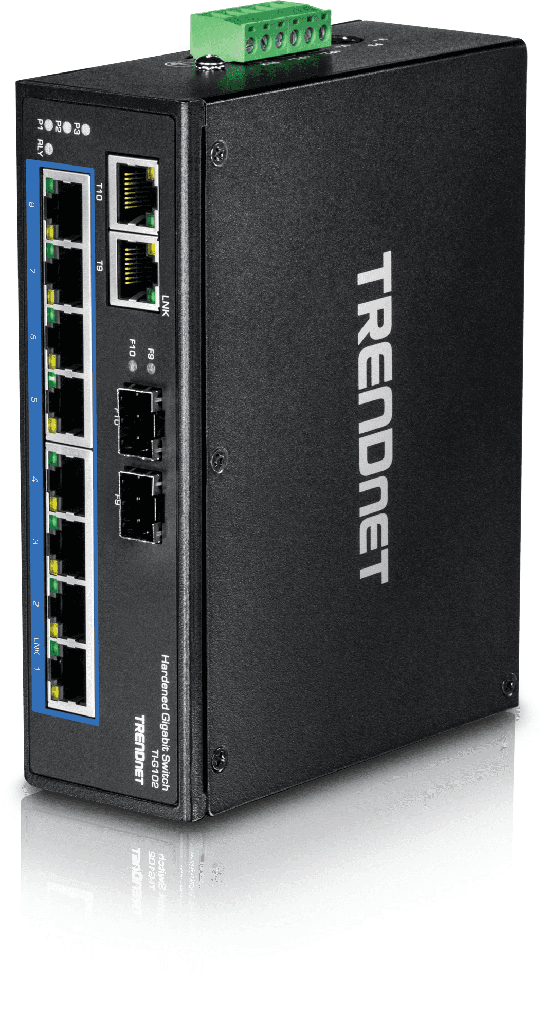 TIG102 10Port Hardened Industrial Gigabit DINRail Switch