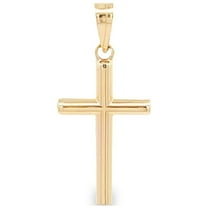Brilliance Fine Jewelry 14K Yellow Gold Tube Cross Pendant, Unisex, Includes Gift Box