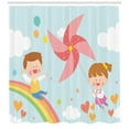 thumbnail image 3 of Ambesonne Pinwheel Shower Curtain, on Rainbow, 69"Wx70"L, Multicolor, 3 of 3