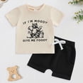 thumbnail image 2 of Infant Toddler Baby Boy Summer Short Sleeve Shirts with Letter Print Shorts Set 2Pcs Boy Fishing Outfit Kaprioy Baby Boy Clothes 6M 12M 18M 24M 3T, 2 of 8