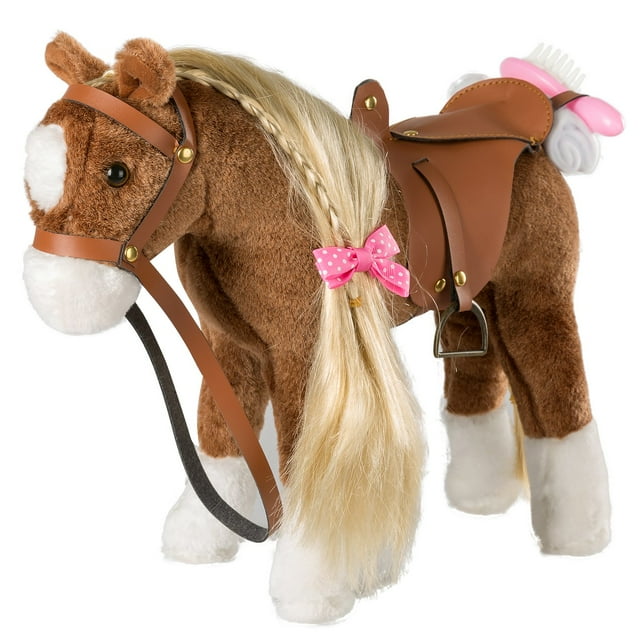Peluche HollyHome Pretty con forma de caballo de peluche, 28 cm, color marrón
