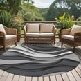thumbnail image 5 of Black Grey Ombre Round Rugs 8ft, Abstract Grey Wave Texture Gradient Non Slip Washable Rug Runner, Low Pile Indoor Floor Carpet Mat Bathroom Rugs for Living Room, Bedroom, Kids Room, 5 of 9
