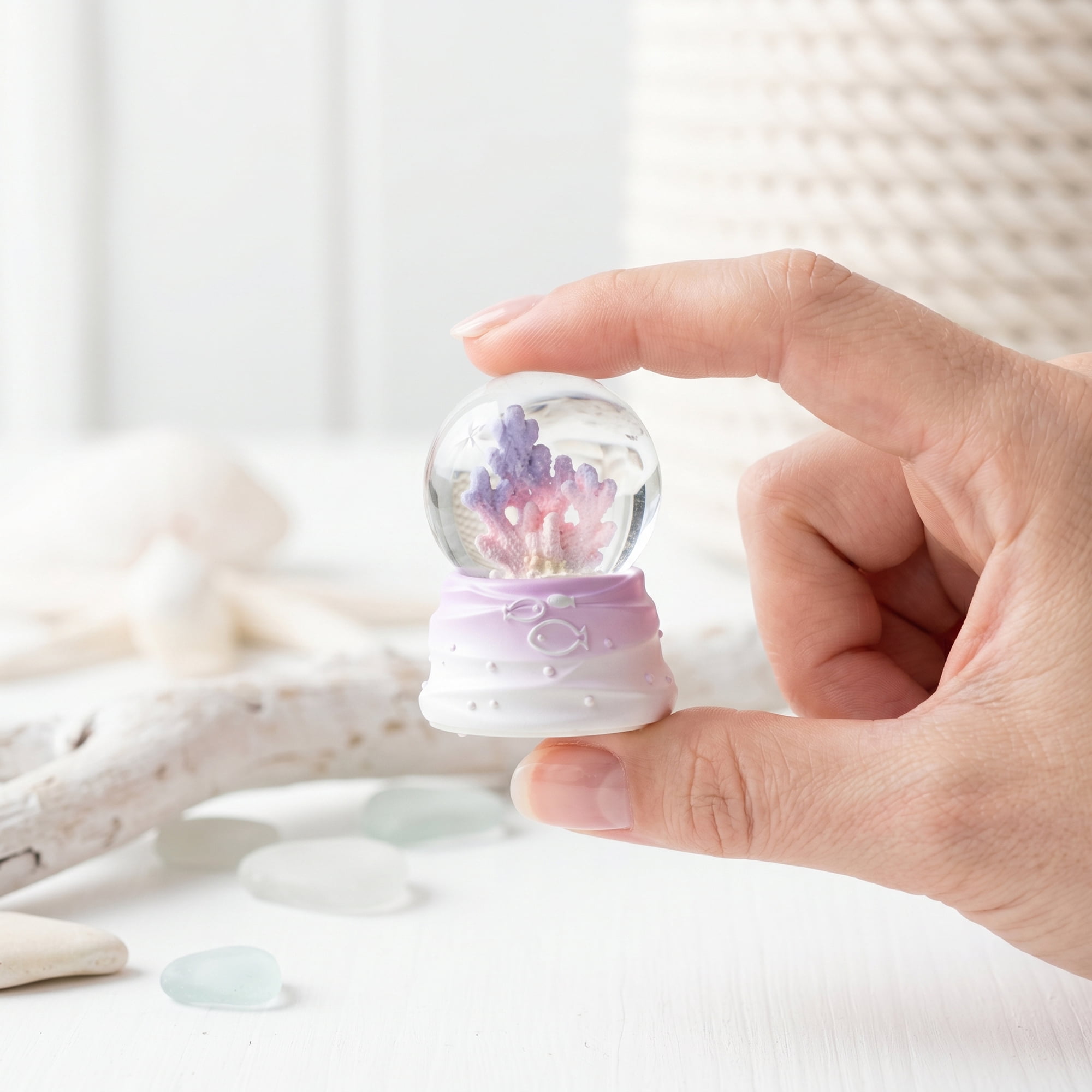 Unique Bargains Cute Cartoon Light Up Crystal Ball Mini Resin Figurine Snow Globe Purple