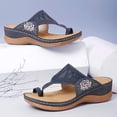 thumbnail image 3 of Sandalias de mujer Antideslizante Zapatilla ortopédica Flor Bordado Halter Volver Sandalias Casual Confort Verano Moda Zapatos de punta abierta Antideslizante Cuña baja Zapatillas de playa,Azul. Fokelyi WRMH-758-3, 3 of 6