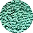 thumbnail image 1 of Ahgly Company Machine Washable Indoor Round Solid Turquoise Blue Modern Area Rugs, 4' Round, 1 of 4