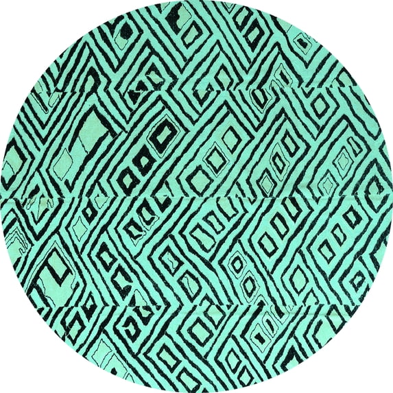 Ahgly Company Machine Washable Indoor Round Solid Turquoise Blue Modern Area Rugs, 4' Round