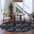 thumbnail image 3 of Round Area Rug 6 Ft, Vintage Flowers Washable Non-Slip Circle Carpet for Living Room/Bedroom, Dark Blue Dandelion Plants Pastoral Botanical Low-Profile Indoor Mats Collection Rugs for Residential, 3 of 8