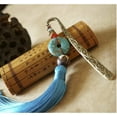 thumbnail image 3 of Vintage Style Buddha Carved Bronze Bookmark with Tassel Agate, Jade, and Turquoise - Shanali Jewelry, 3 of 5