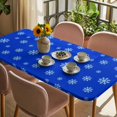 thumbnail image 3 of Christmas Snowflake Table Cloths for 4 Foot Rectangle Tables, Blue Xmas Winter Holiday Minimalist Patio Waterproof Elastic Fitted Tablecloths, Washable Rectangular Table Cover for Camping, 3 of 8