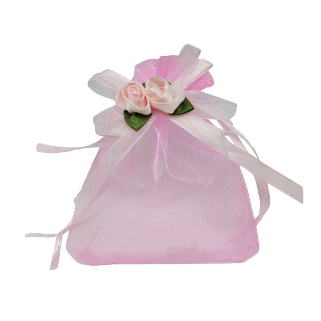 50 bolsas de regalo transparentes para boda, 3,8 x 4,8 pulgadas, bolsas de regalo, bolsas de muestra con cordón rosa (rosa)