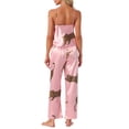 thumbnail image 3 of INSPIRE CHIC Women's Leopard Satin Pajama Set Sleeveless V-Neck Cami & Elastic Waist Lounge Pants L Pink, 3 of 6