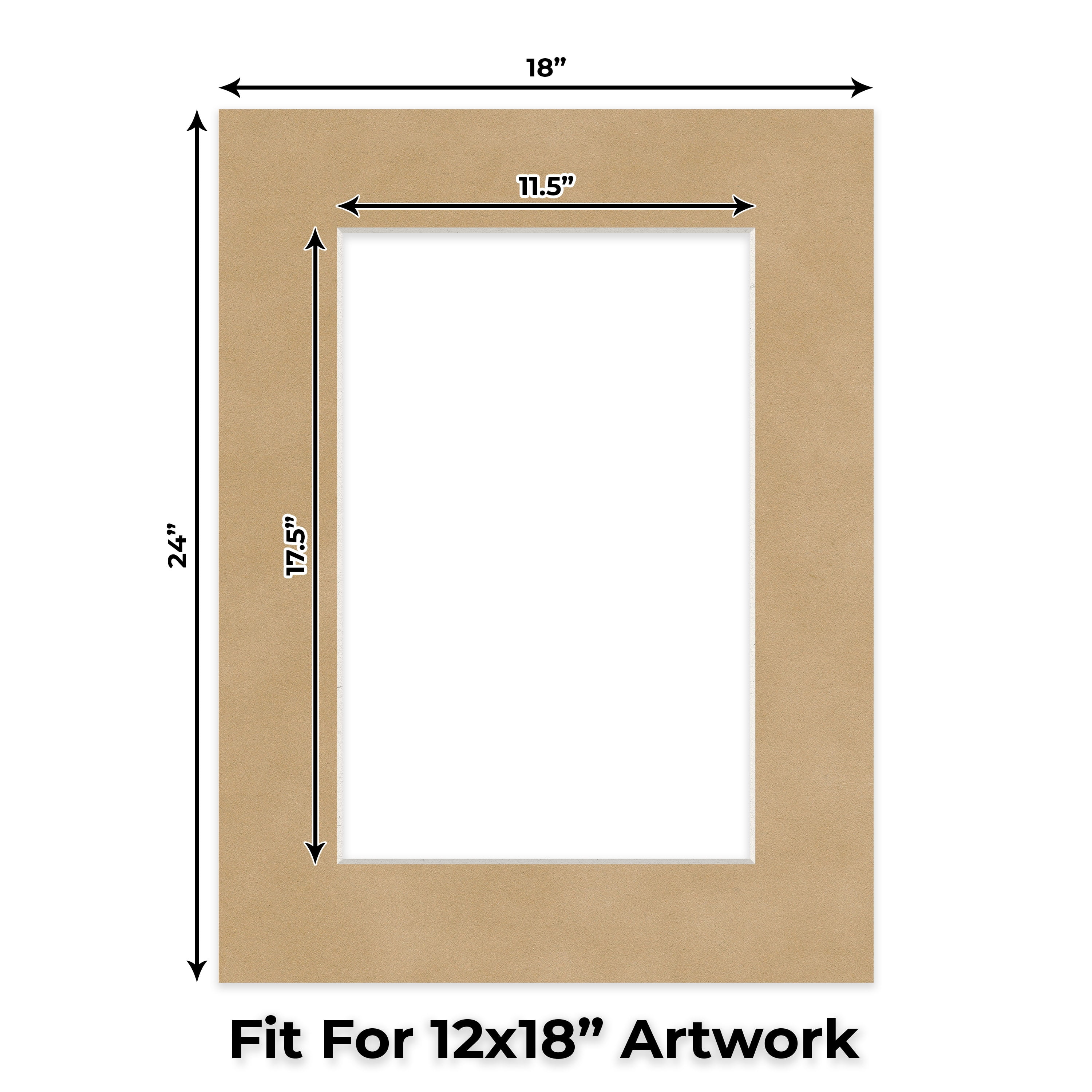 Beige Suede Picture Frame Mat for 18x24 Frames - Fits 12x18 Photos - 50 Mats