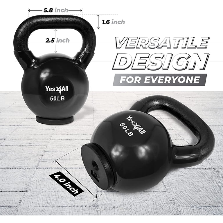 Yes4All 50lb Vinyl Coated / PVC Kettlebell with Rubber Base, Black