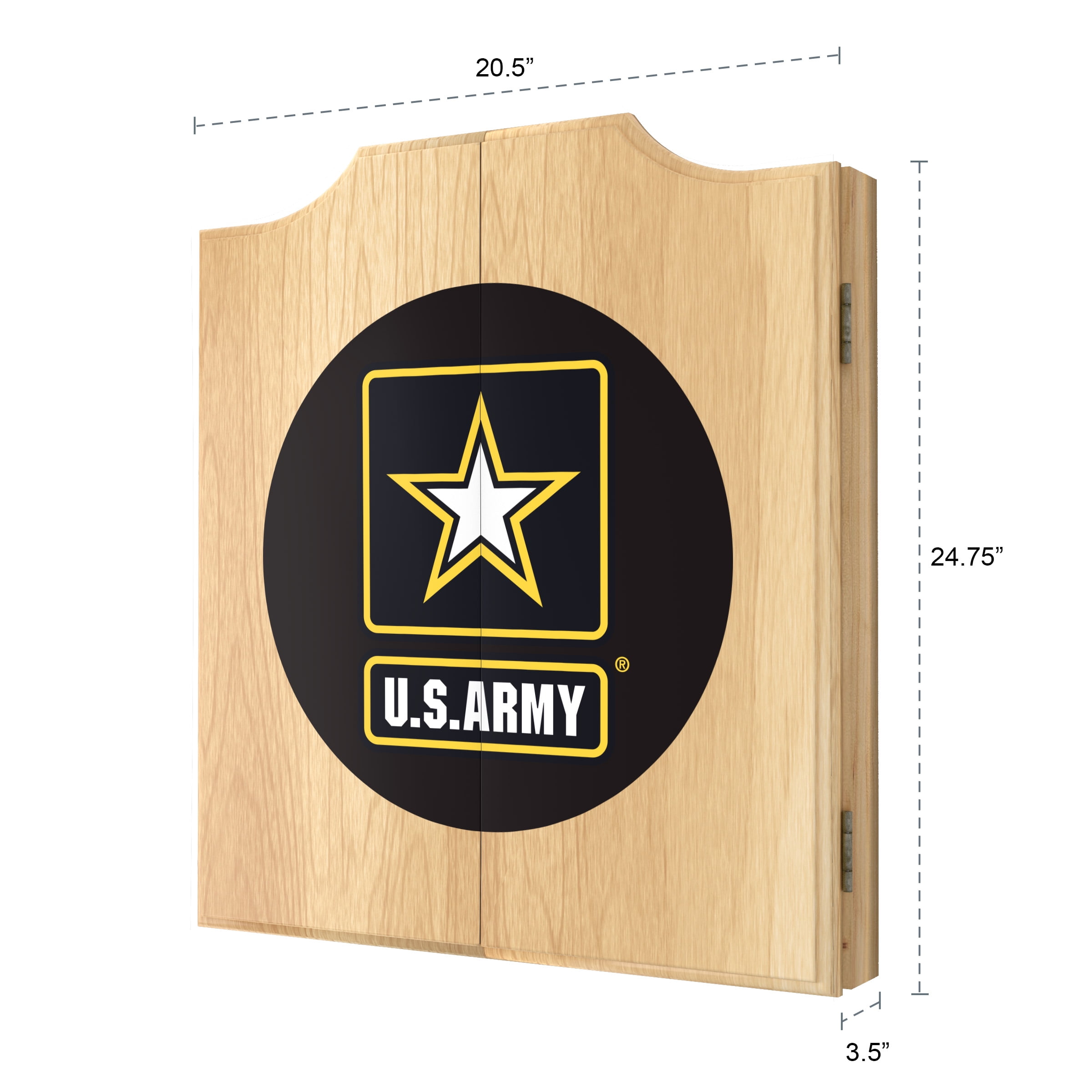 United States Army U.S. Army Dart Board Cabinet Set with 6 Steel Tip Darts