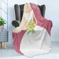 thumbnail image 4 of Bridal Shower Soft Flannel Fleece Blanket, Wedding Day Celebration Bride Plain Colored Dress and Flowers Image, Cozy Plush for Indoor and Outdoor Use, 50" x 70", Dark Coral and White, by Ambesonne, 4 of 5