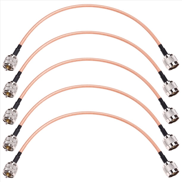 Adaptador PL259/UHF Hembra Macho Cable Coaxial RG142 de Baja Pérdida de 12 Pulgadas para Antena 4G LTE/WiFi, Enrutador Inalámbrico, Radioaficionado